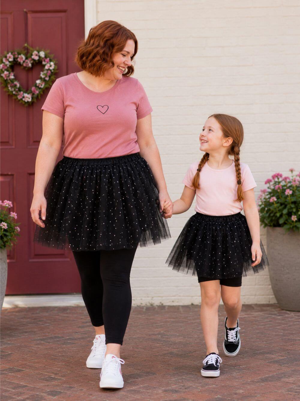 Black Sequin Heart Valentine's Day Tutu Skirt Costume for Toddler, Girls, Women, Plus
