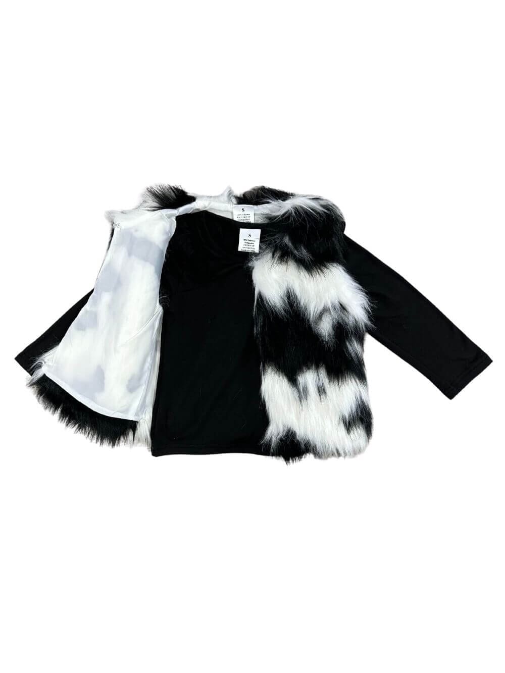 Black & White 2 Piece Girls Fur Vest Set - Sydney So Sweet