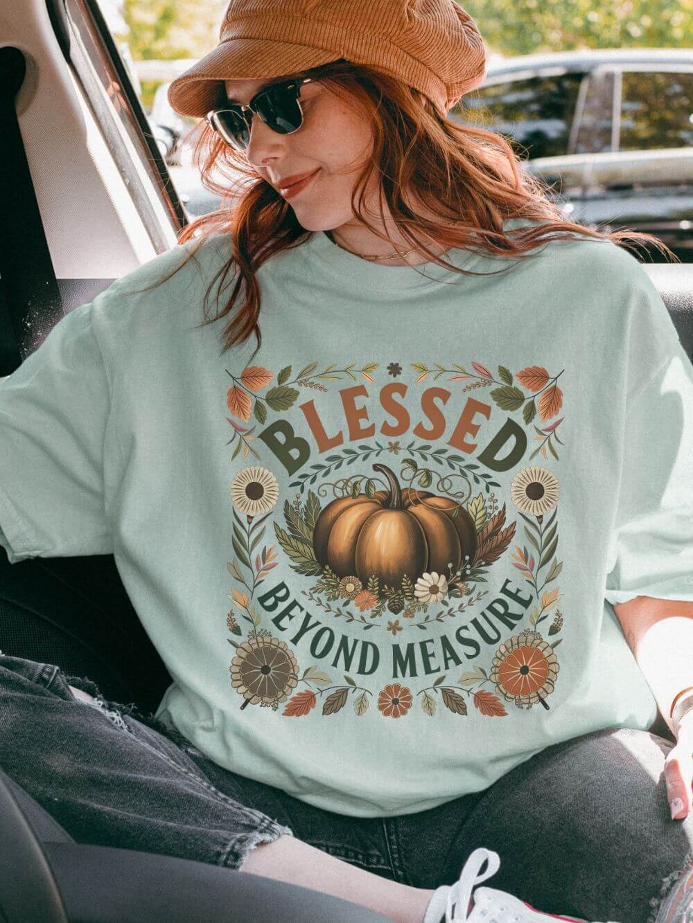 Blessed Beyond Measure Fall Pumpkin T-Shirt Graphic Tee