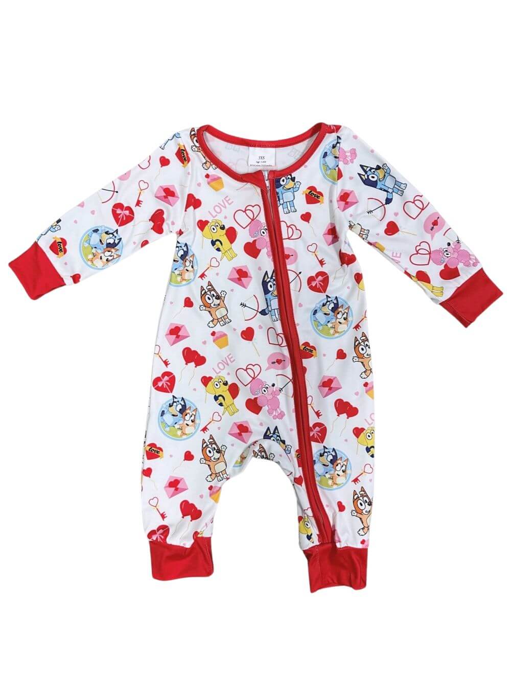 Blue Dog Love Boys or Girls Baby Zip Up Valentine's Day Romper - Sydney So Sweet