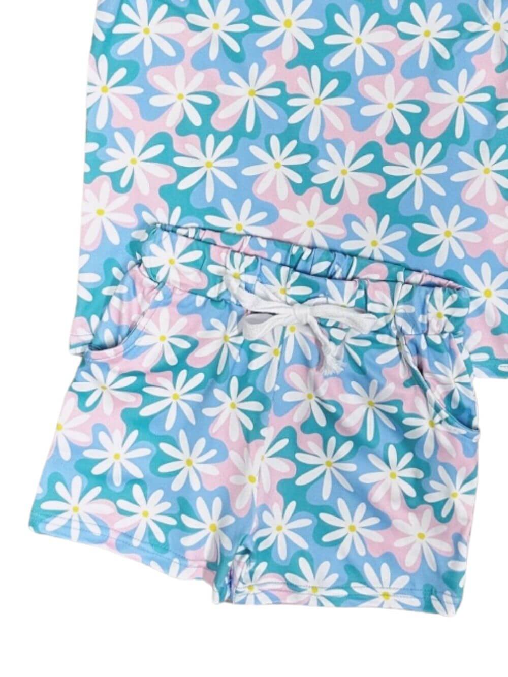 Blue Skies & Daisies Girls Tank & Shorts Matching Outfit