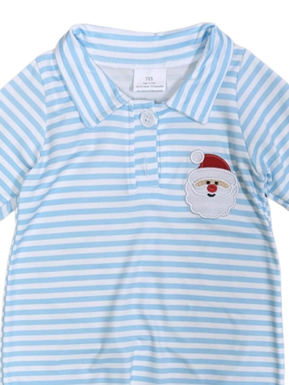 Blue Stripe Santa Claus Boys Christmas Baby Romper - Sydney So Sweet