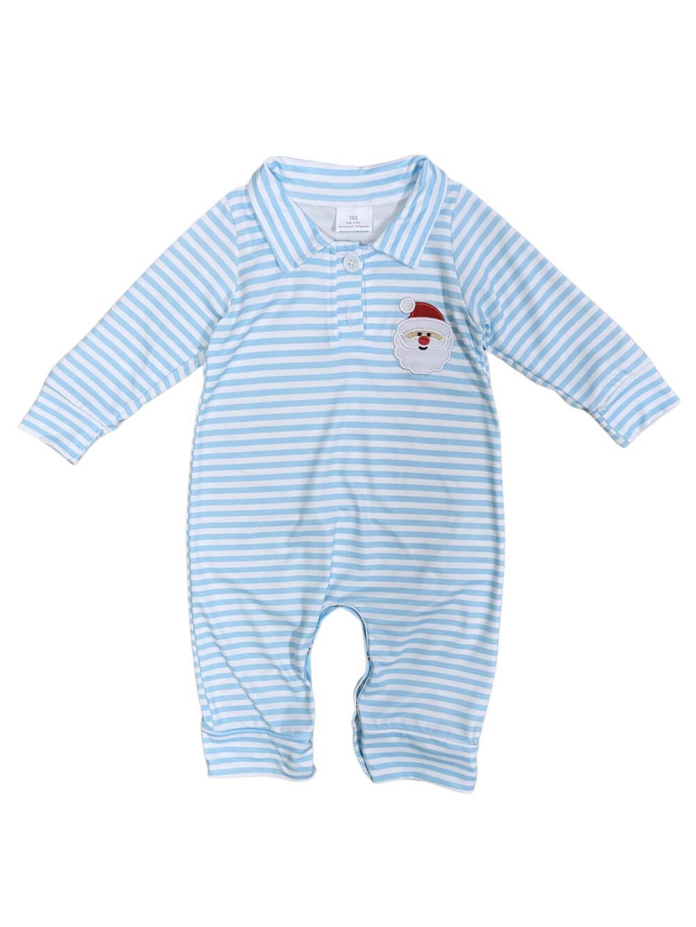 Blue Stripe Santa Claus Boys Christmas Baby Romper - Sydney So Sweet