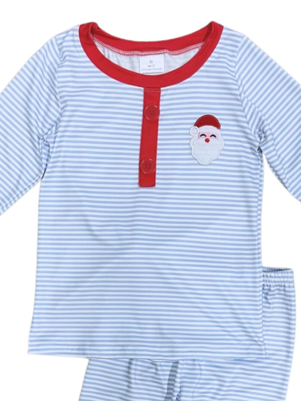 Blue Striped Santa Claus Boys Christmas Pajamas - Sydney So Sweet