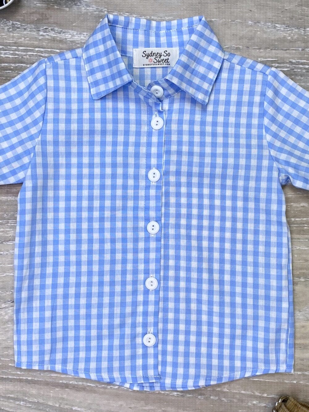 Blue Gingham Boys Button Up Shirt for Easter 4T