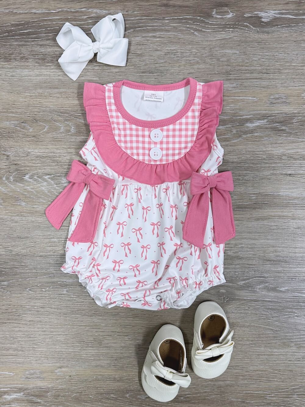 Blushing Bows Girls Coquette Baby Bubble Romper - Sydney So Sweet