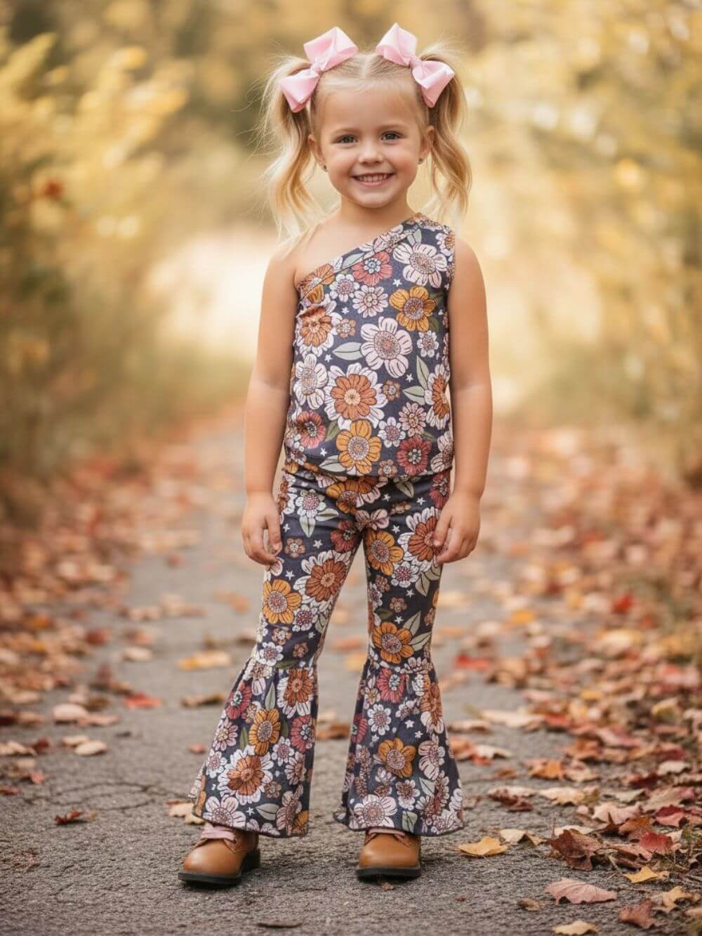 Boho Harvest Floral Girls Bell Bottoms Outfit
