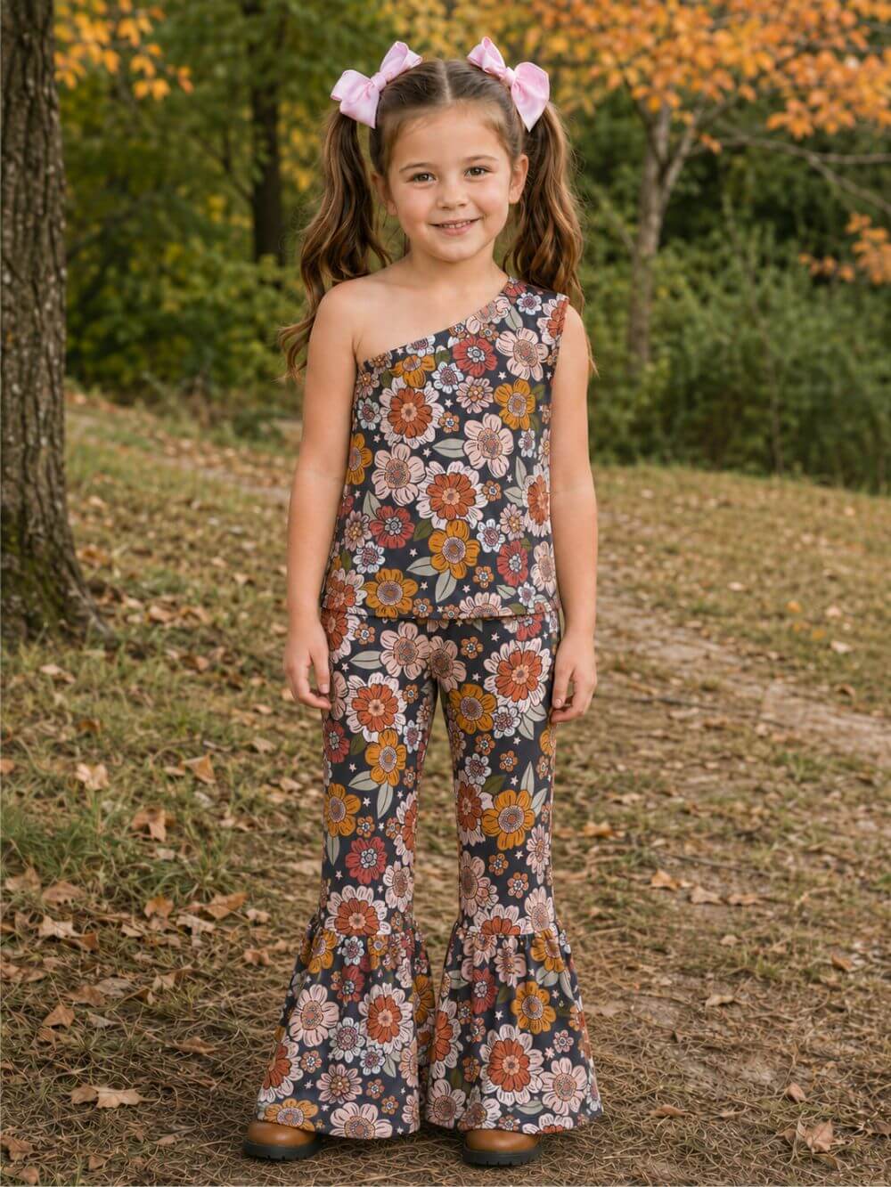 Boho Harvest Floral Girls Bell Bottoms Outfit