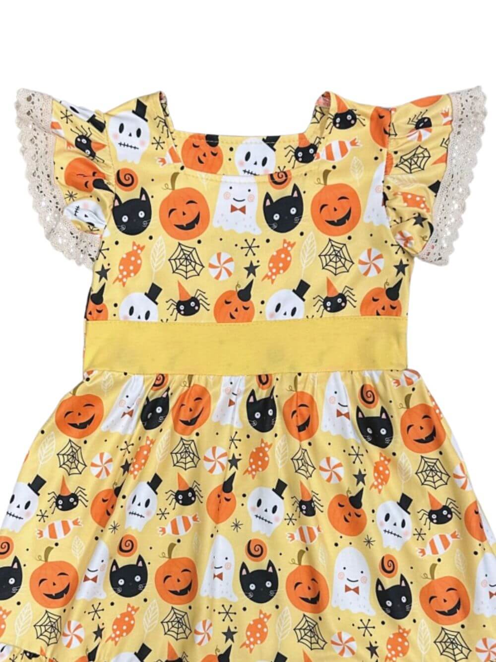 Boo-tiful Bash Girls Short Sleeve Halloween Ruffle Dress - Sydney So Sweet