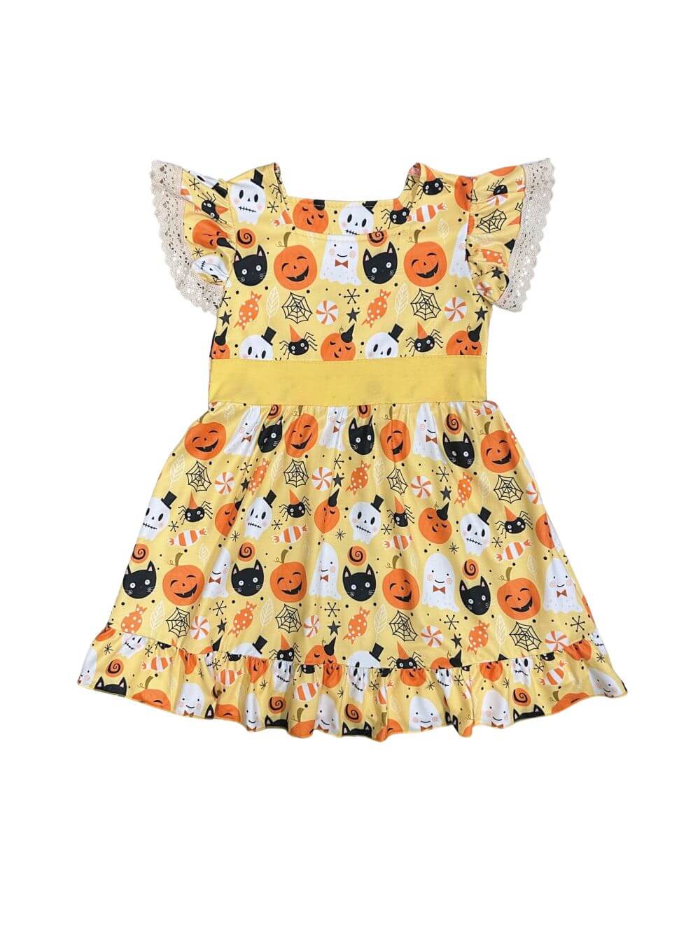 Boo-tiful Bash Girls Short Sleeve Halloween Ruffle Dress - Sydney So Sweet