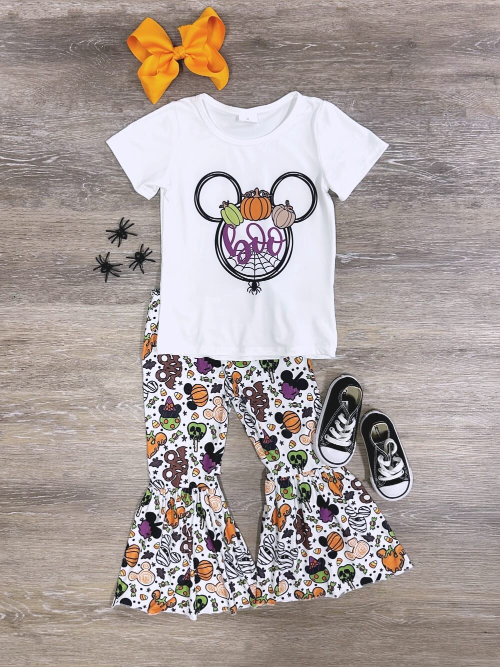 Boo Mouse Not So Scary Halloween Girls Bell Bottom Outfit - Sydney So Sweet