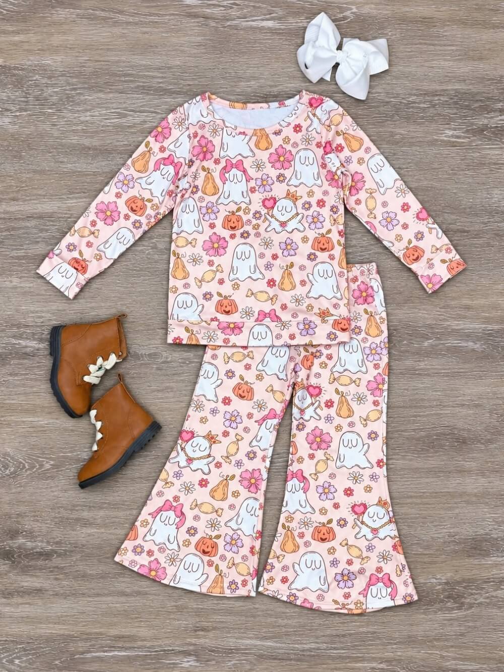 Boo & Blooms Girls Halloween Bell Bottoms Outfit