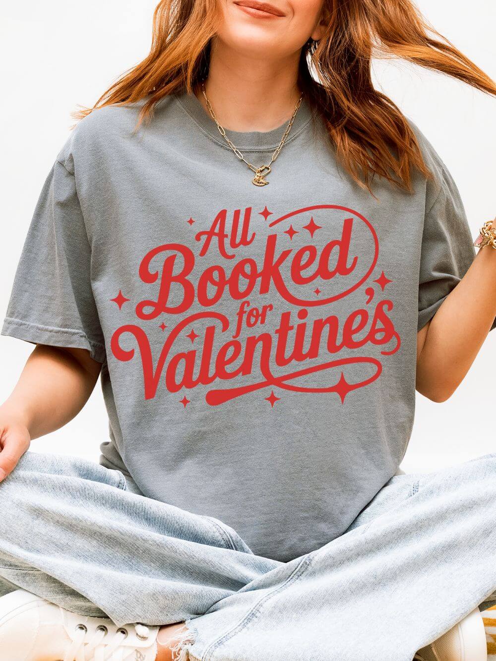 All Booked For Valentine's Book Lovers Graphic T-Shirt Unisex Short Sleeve Tee - Sydney So Sweet
