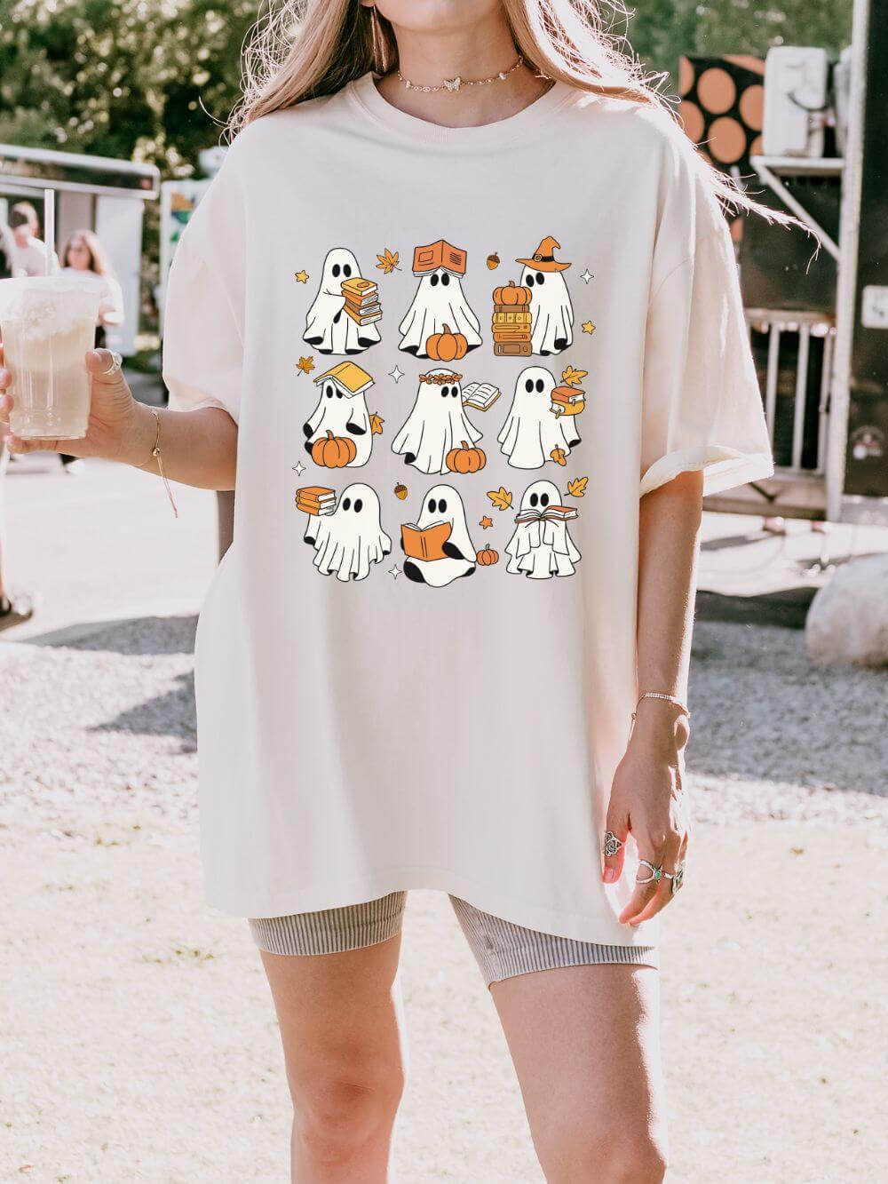 Bookish Boos Halloween Unisex Tee Comfort Colors Short Sleeve Book Lover Graphic T-Shirt - Sydney So Sweet