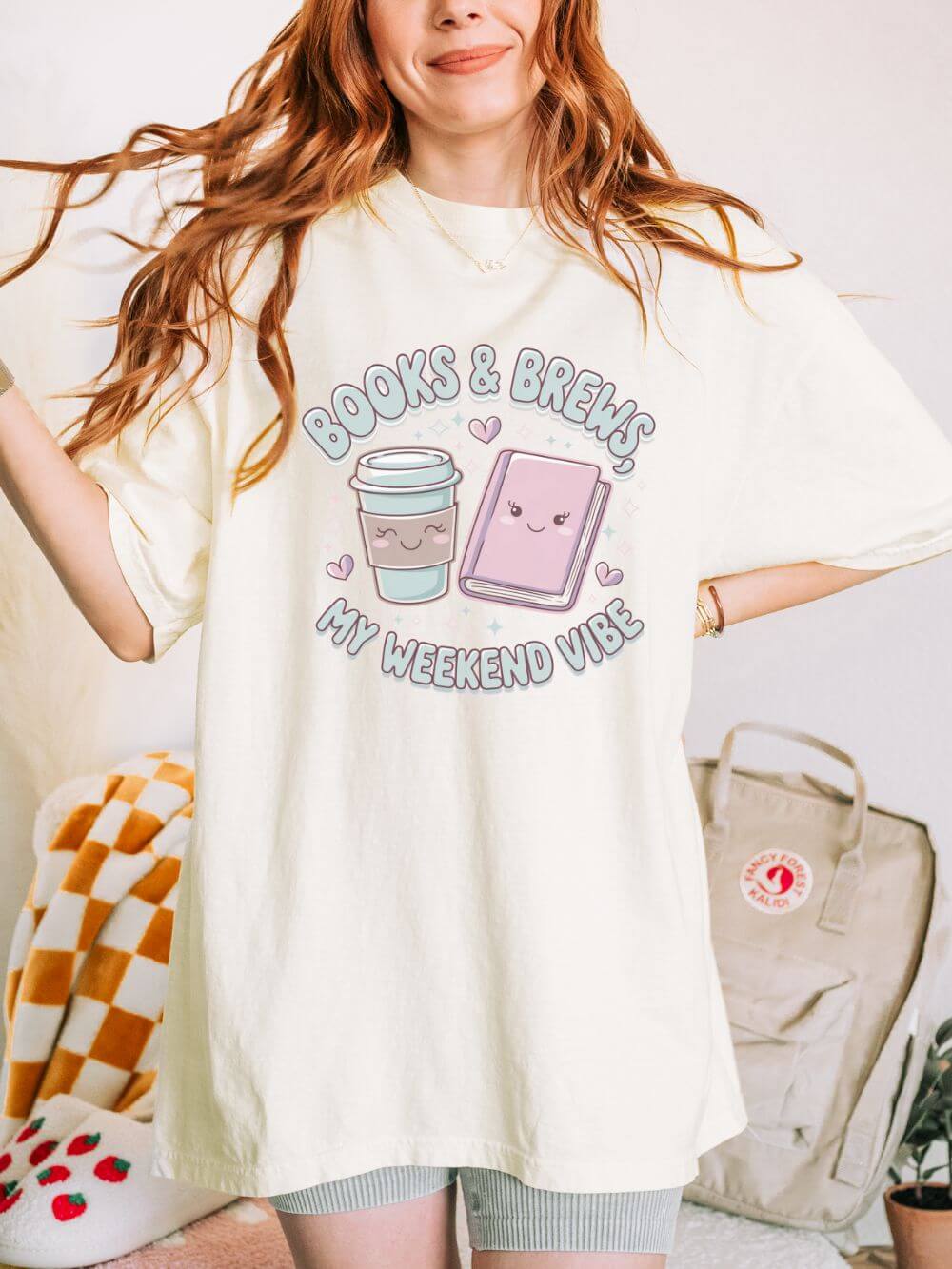 Books & Brews Weekend Vibe Graphic T-Shirt Unisex Book Lover Short Sleeve Tee