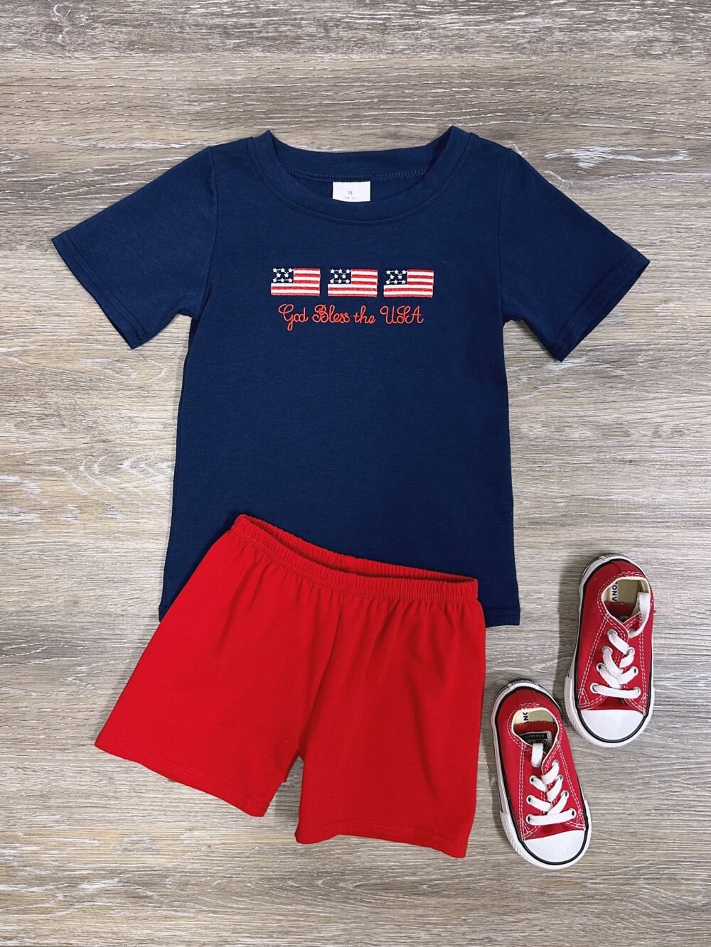 God Bless the USA Boys Flag Shirt & Short Set - Sydney So Sweet