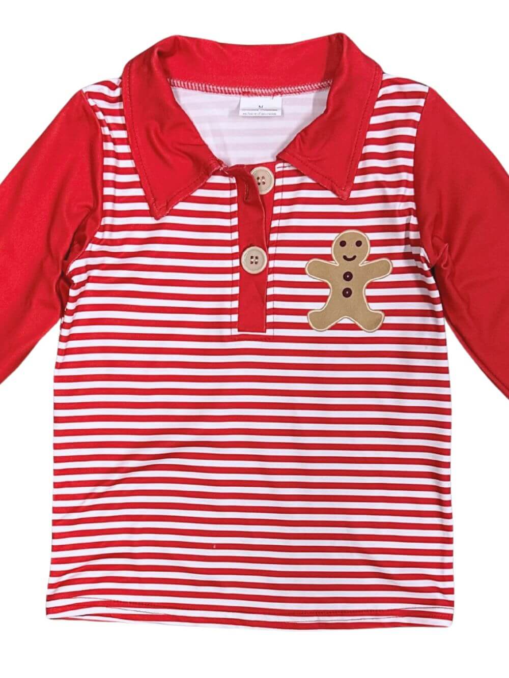 Boys Red Stripe Gingerbread Christmas Polo Shirt - Sydney So Sweet