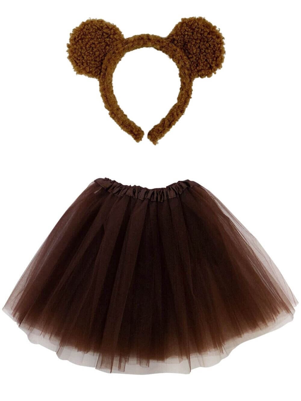 Adult Brown Bear Costume - Tutu Skirt, Tail, & Headband Set for Adult or Plus Size - Sydney So Sweet