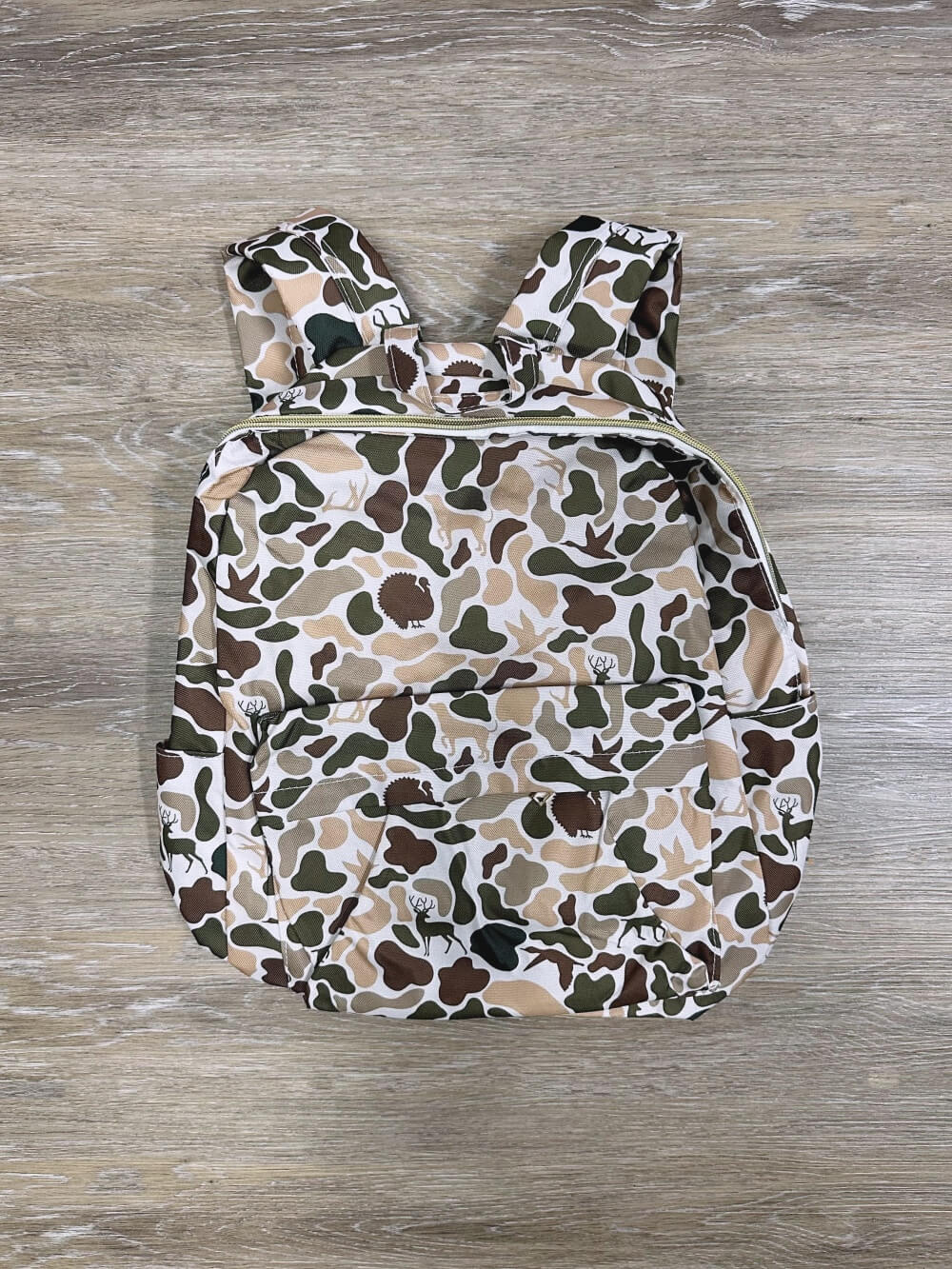 Brown Camo Print Bows Kids' Full Size School Backpack - Sydney So Sweet