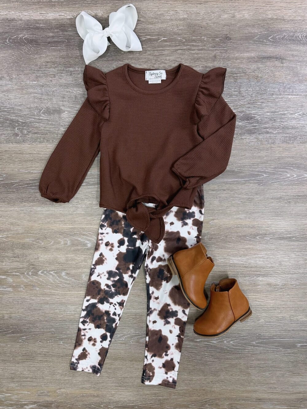 Brown Cow Brown Cow Girls Tie Top Leggings Outfit - Sydney So Sweet