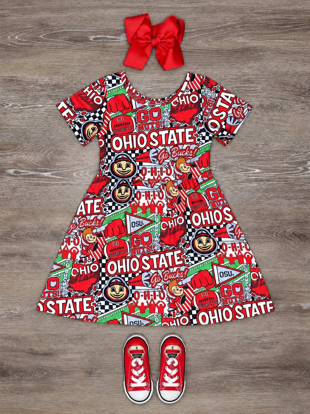 Buckeye for Life Girls Short Sleeve Skater Dress