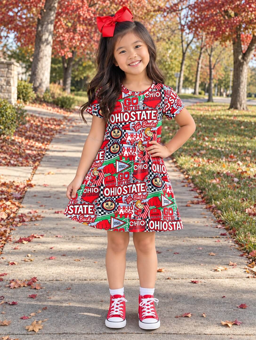 Buckeye for Life Girls Short Sleeve Skater Dress