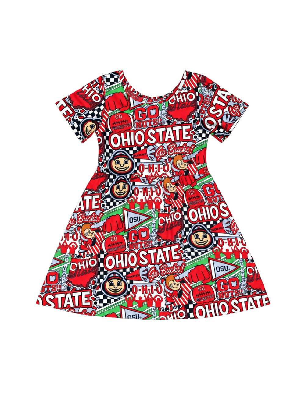 Buckeye for Life Girls Short Sleeve Skater Dress