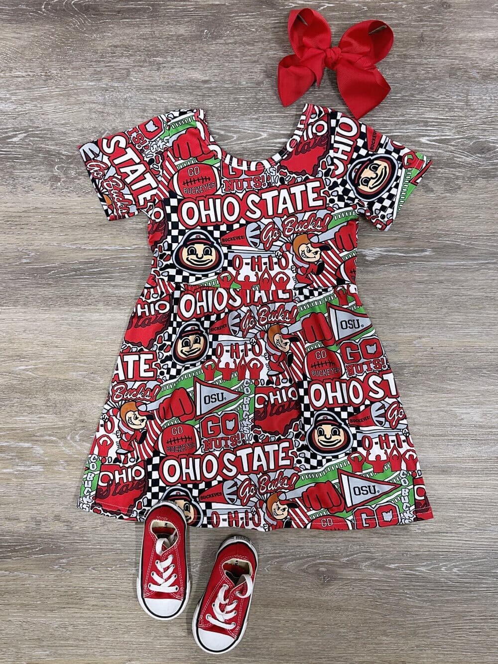 Buckeye for Life Girls Short Sleeve Skater Dress - Sydney So Sweet