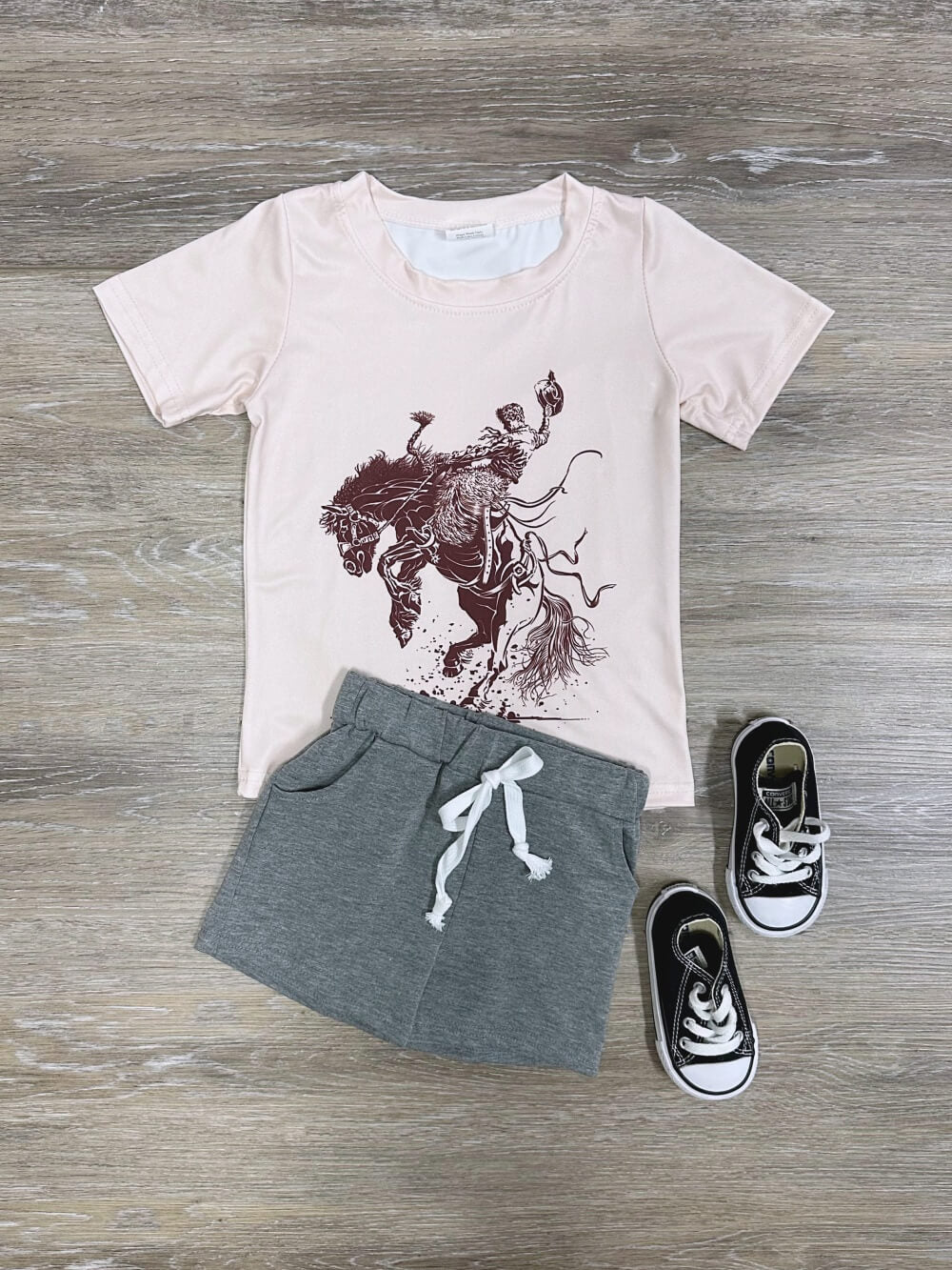 Bucking Bronco Boys Western T-Shirt & Shorts Outfit - Sydney So Sweet