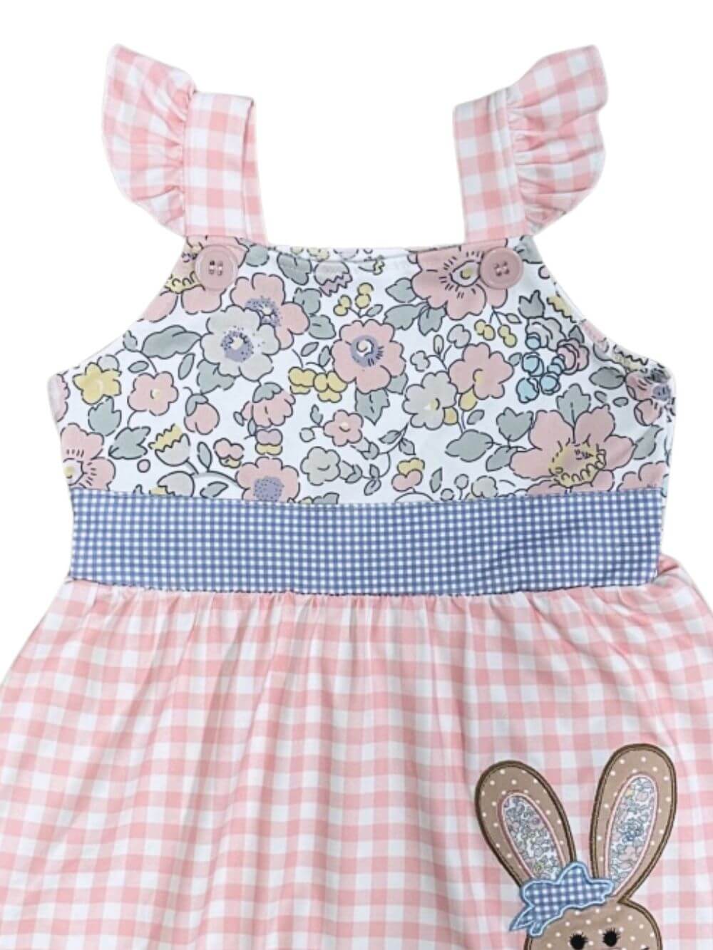 Bunny Blossom Floral & Gingham Girls Dress