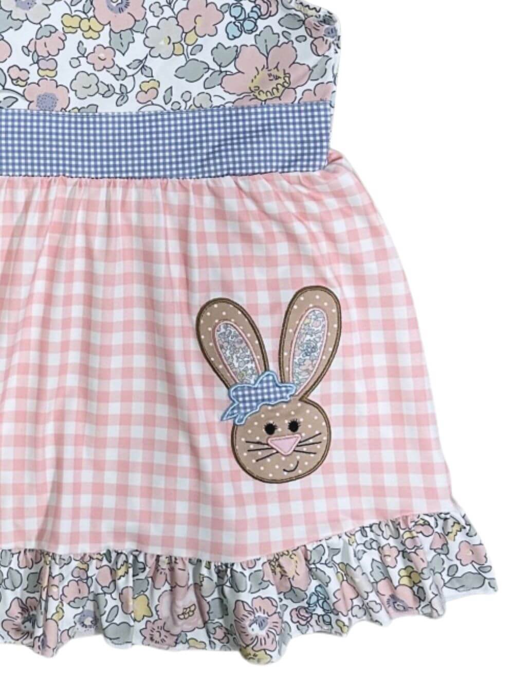 Bunny Blossom Floral & Gingham Girls Dress