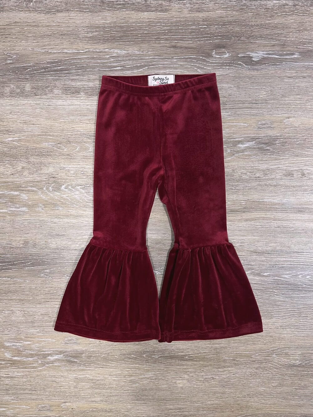 Burgundy Girls Velvet Bell Bottoms - Sydney So Sweet