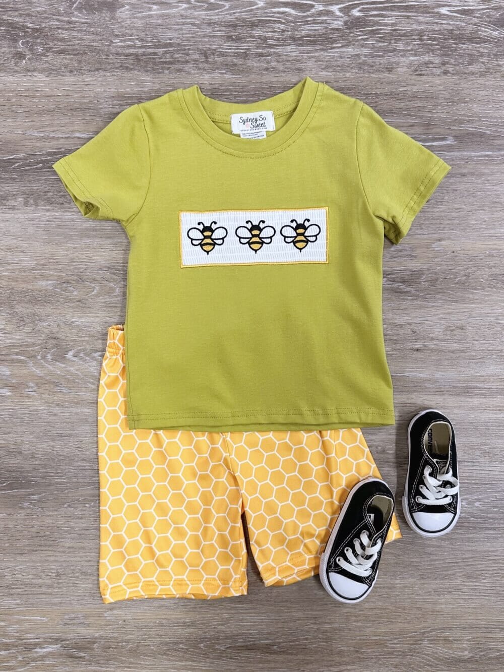Busy Bee Yellow & Green Boys Shorts Outfit - Sydney So Sweet