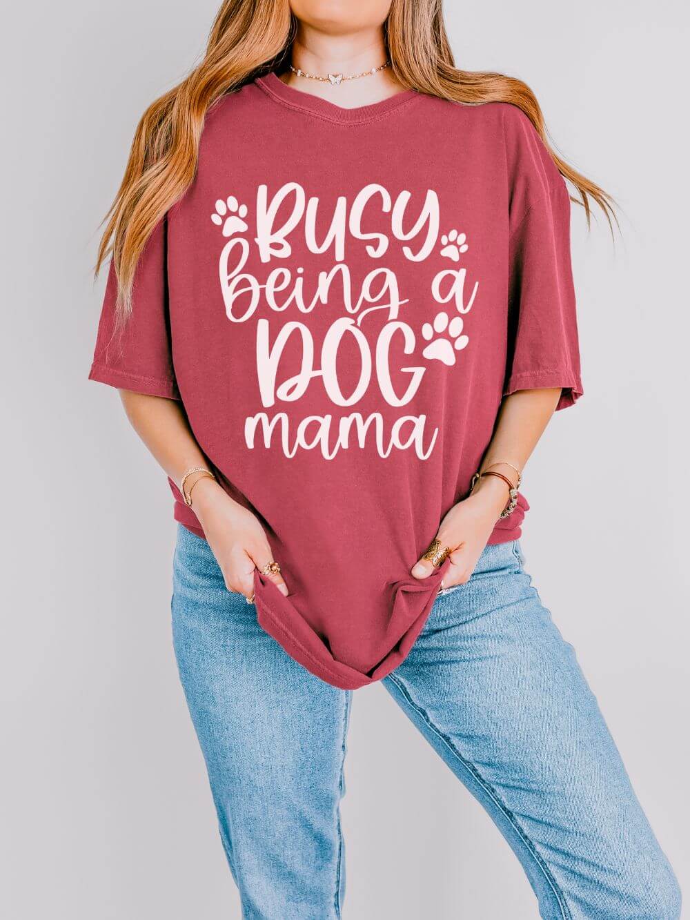 Busy Being a Dog Mama T-Shirt Cute Dog Lover Graphic Tee