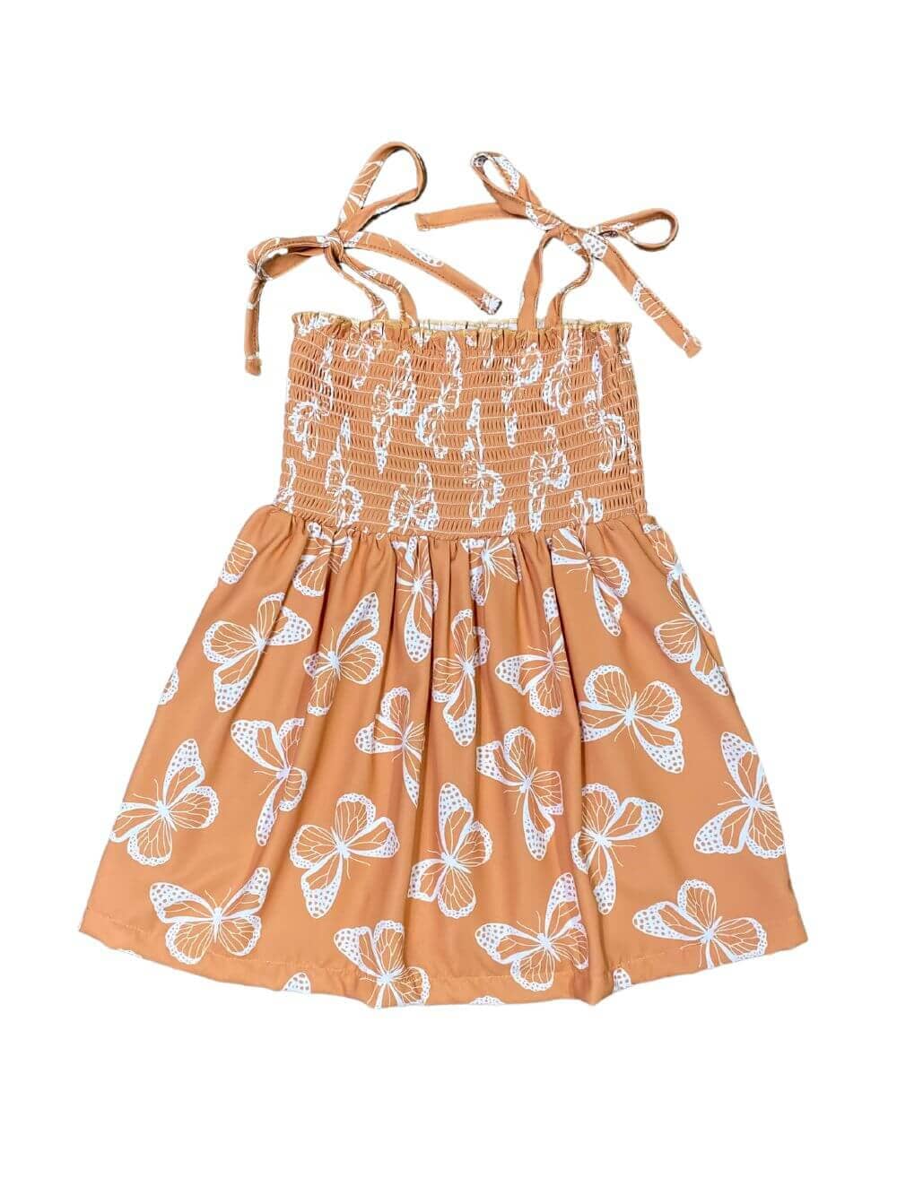 Butterfly Golden Hour Tie Sleeve Smocked Girls Dress - Sydney So Sweet