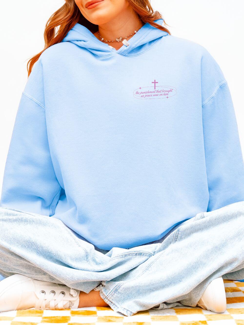 By His Wounds We Are Healed Lightweight Pullover Christian Hoodie Hooded Sweatshirt