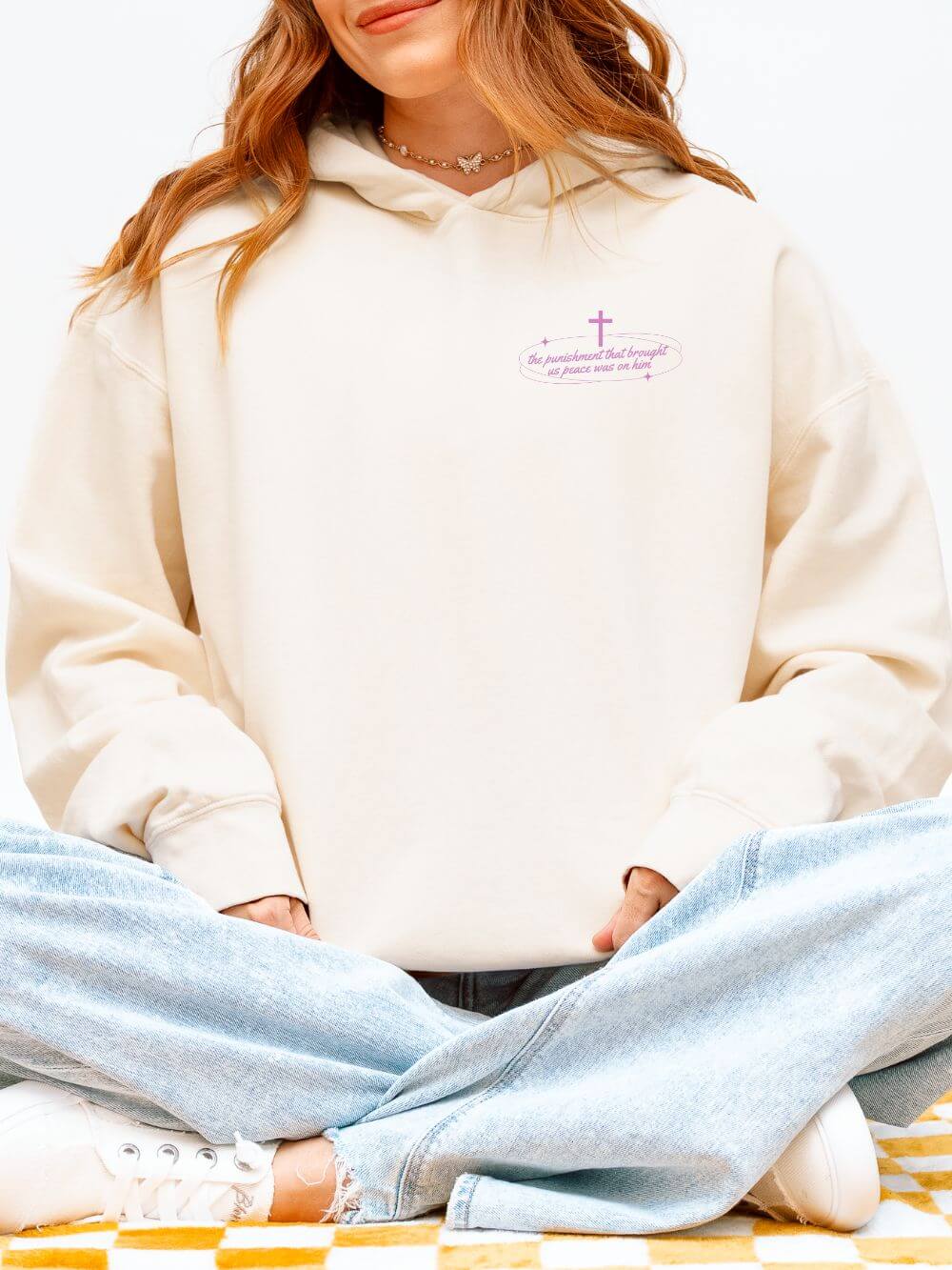 By His Wounds We Are Healed Lightweight Pullover Christian Hoodie Hooded Sweatshirt