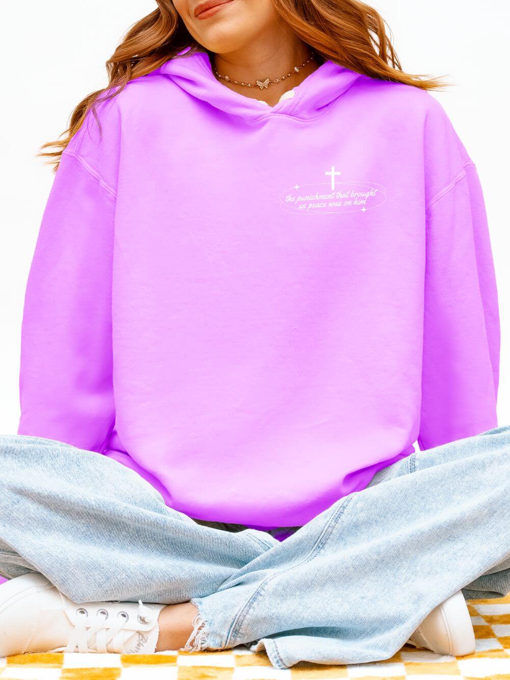 By His Wounds We Are Healed Lightweight Pullover Christian Hoodie Hooded Sweatshirt