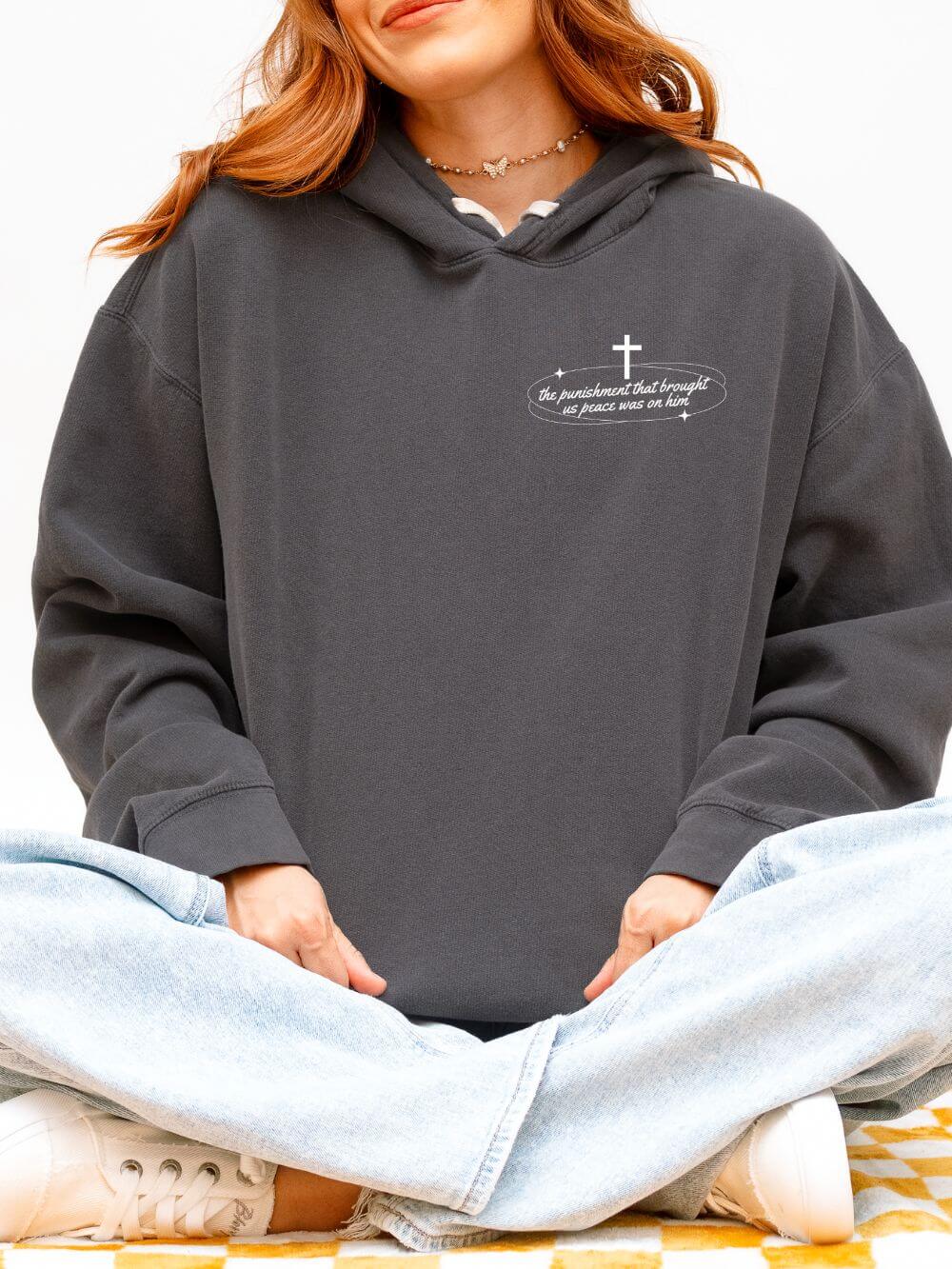 By His Wounds We Are Healed Lightweight Pullover Christian Hoodie Hooded Sweatshirt