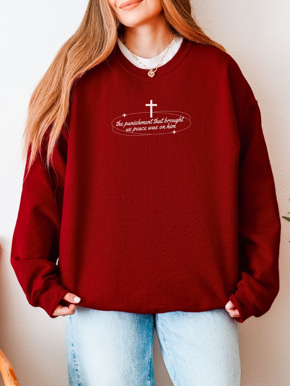 By His Wounds We Are Healed Unisex Christian Religious Graphic Crewneck Sweatshirt