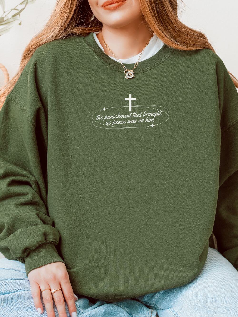 By His Wounds We Are Healed Unisex Christian Religious Graphic Crewneck Sweatshirt