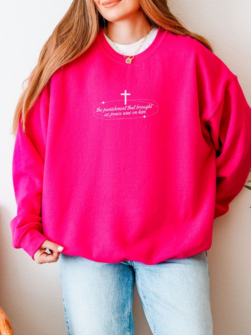 By His Wounds We Are Healed Unisex Christian Religious Graphic Crewneck Sweatshirt