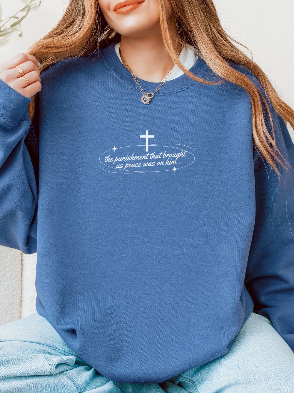 By His Wounds We Are Healed Unisex Christian Religious Graphic Crewneck Sweatshirt