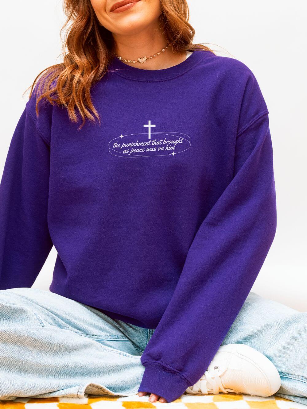 By His Wounds We Are Healed Unisex Christian Religious Graphic Crewneck Sweatshirt