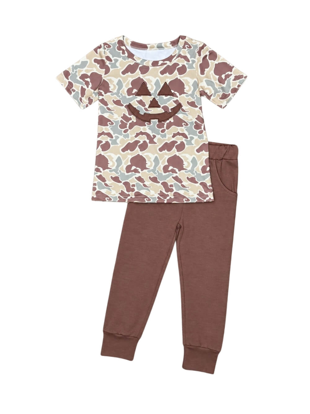 Camo Pumpkin Boys Fall T-Shirt & Jogger Pants Outfit