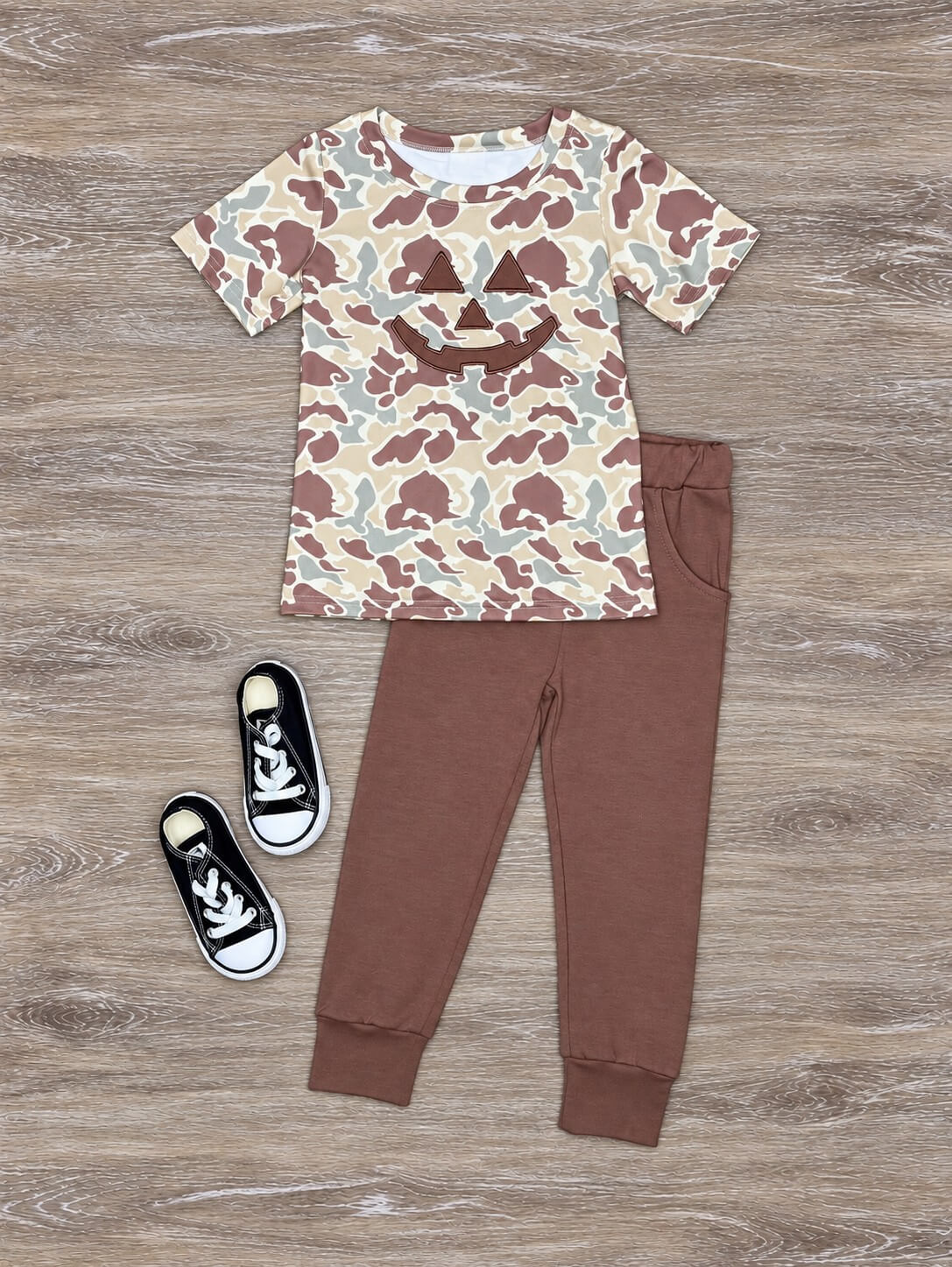 Camo Pumpkin Boys Fall T-Shirt & Jogger Pants Outfit