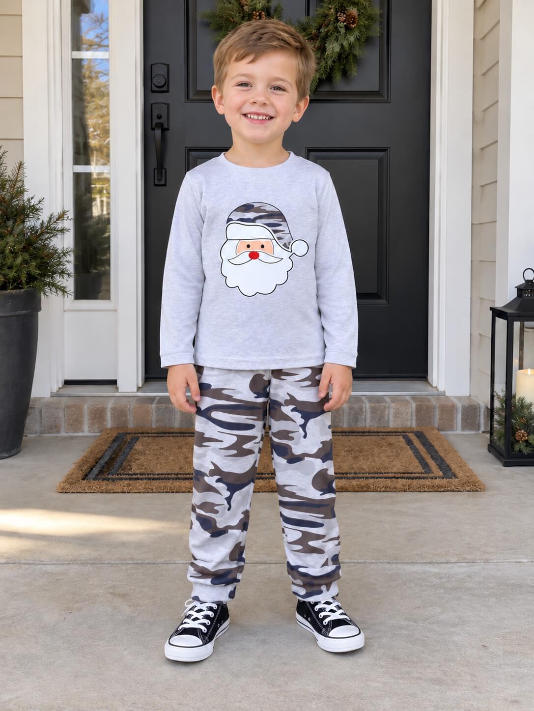 Camo Santa Kids Christmas Jogger Outfit