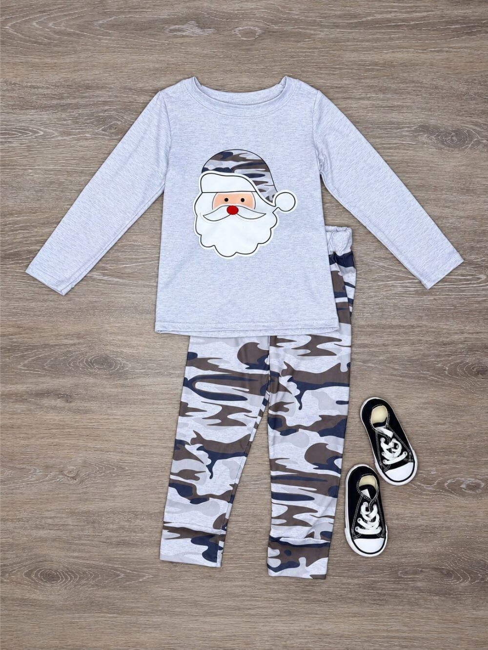 Camo Santa Kids Christmas Jogger Outfit