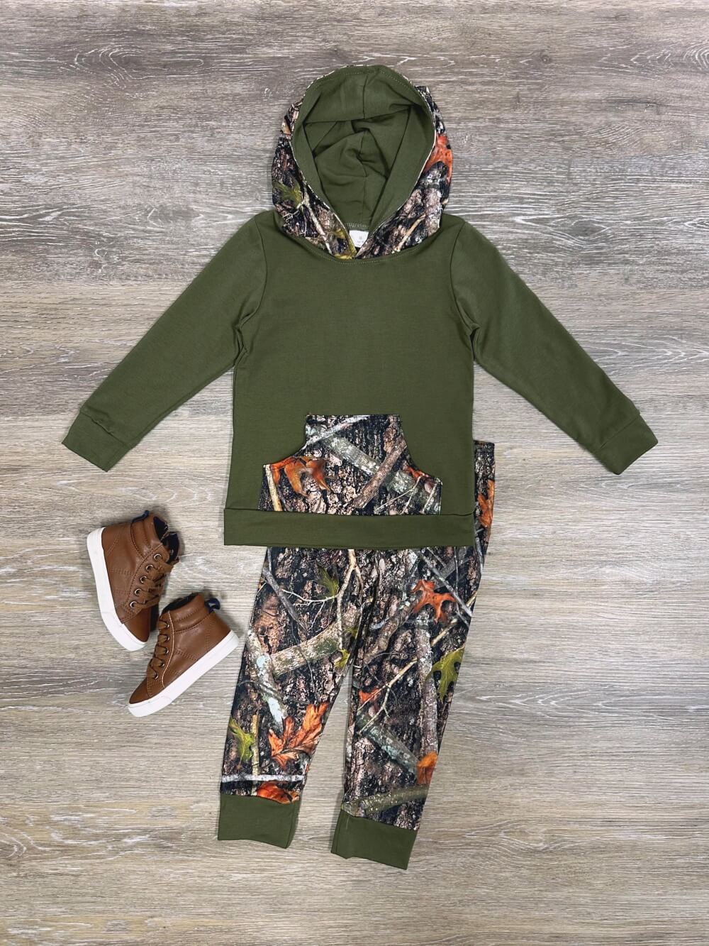 Campfire Camo Boys Fall Hoodie Lounge Outfit - Sydney So Sweet