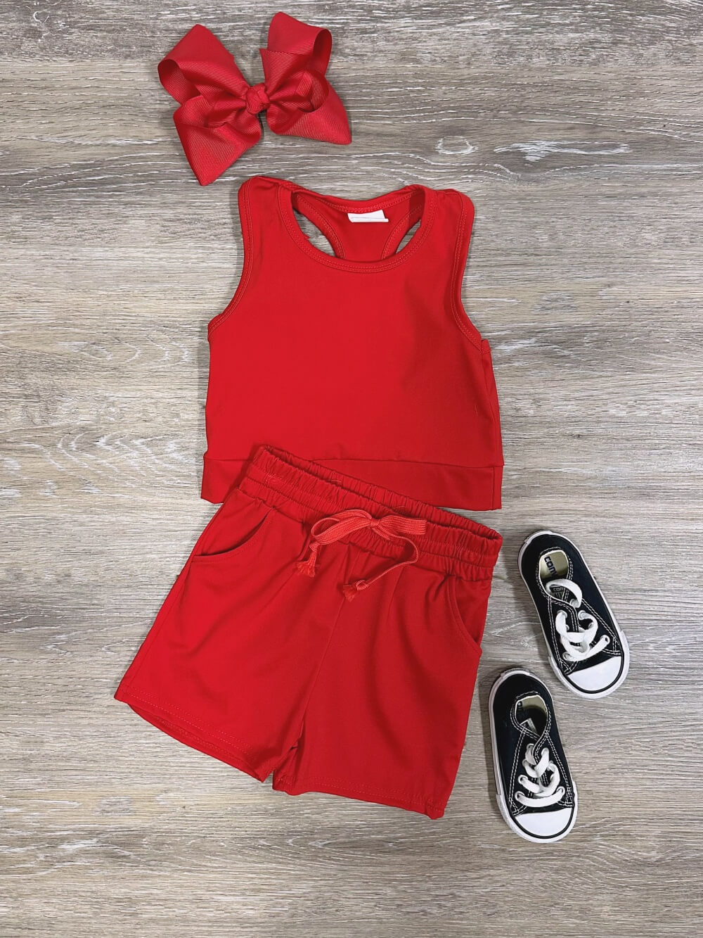Candy Apple Red Everyday Girls Shorts Lounge Set